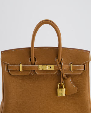 *RARE* Hermès Birkin 25cm Retourne Bag in Gold Togo Leather with Gold Hardware