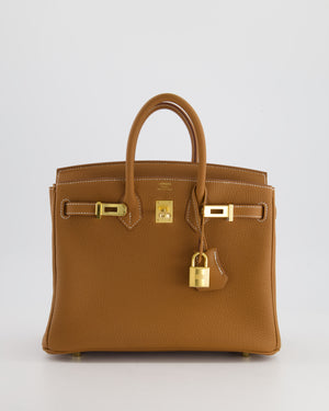 *RARE* Hermès Birkin 25cm Retourne Bag in Gold Togo Leather with Gold Hardware