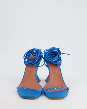 Amina Muaddi Blue Crystal Embellished Heels Size EU 37.5