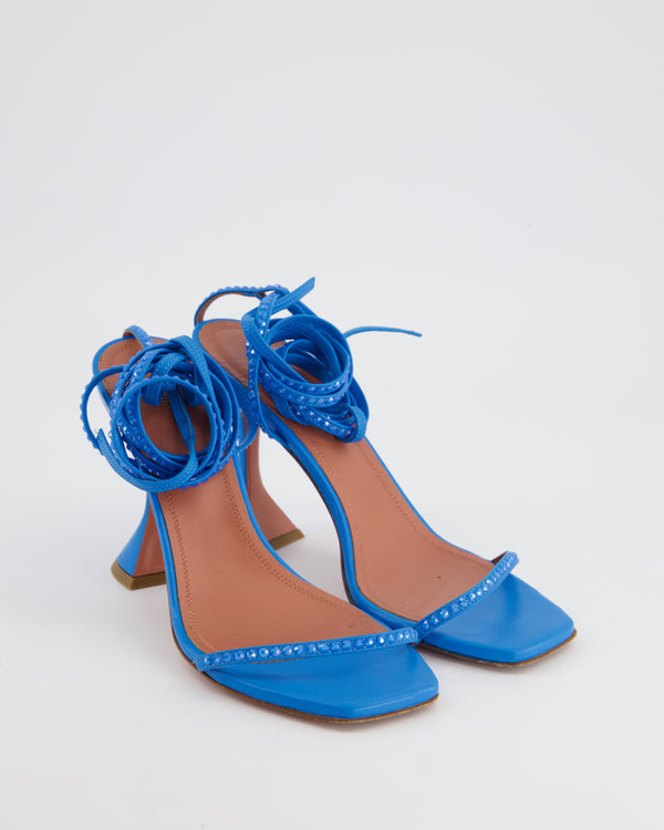 Amina Muaddi Blue Crystal Embellished Heels Size EU 37.5