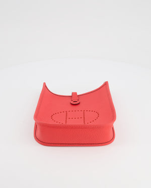 Hermès Mini Evelyne Bag in Rose Texas Clemence Leather with Palladium Hardware