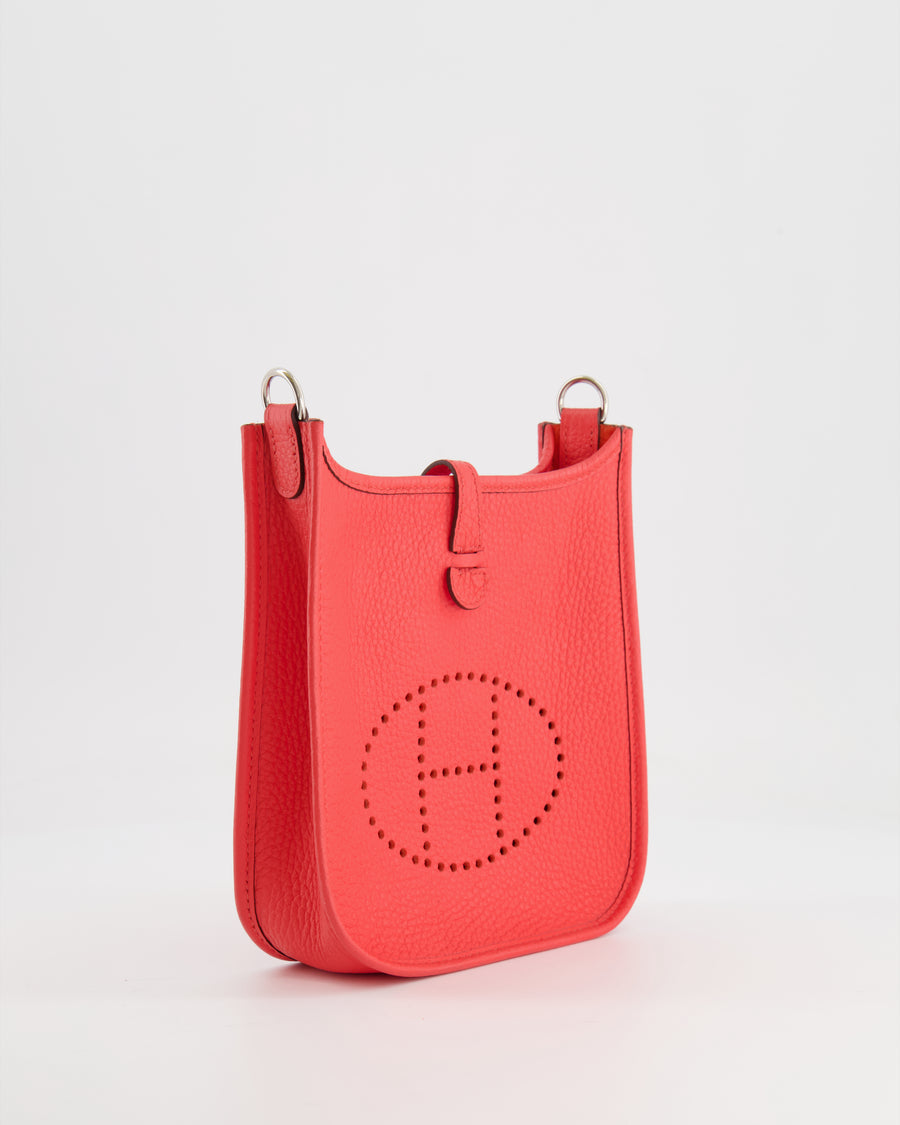 Hermès Mini Evelyne Bag in Rose Texas Clemence Leather with Palladium Hardware