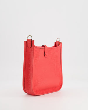 Hermès Mini Evelyne Bag in Rose Texas Clemence Leather with Palladium Hardware