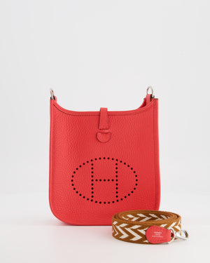 Hermès Mini Evelyne Bag in Rose Texas Clemence Leather with Palladium Hardware