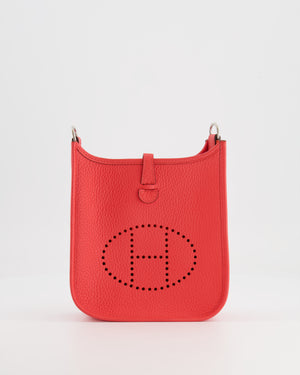 Hermès Mini Evelyne Bag in Rose Texas Clemence Leather with Palladium Hardware