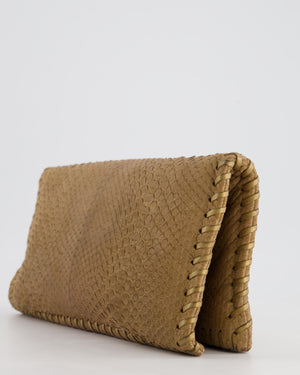 Chanel Beige Python Folded Pouch Bag with Champagne Gold Hardware