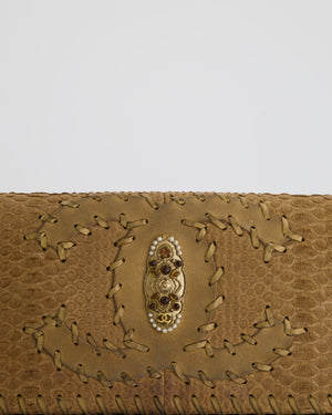 Chanel Beige Python Folded Pouch Bag with Champagne Gold Hardware