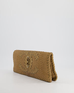 Chanel Beige Python Folded Pouch Bag with Champagne Gold Hardware