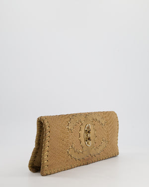 Chanel Beige Python Folded Pouch Bag with Champagne Gold Hardware