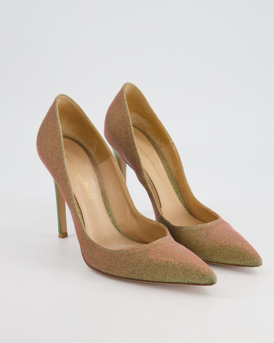 Gianvito Rossi Iridescent Glitter Pointed Toe Pumps Size EU 39