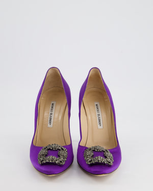 *HOT* Manolo Blahnik Purple Satin Hangisi Embellished Pumps Size EU 38.5 RRP £945