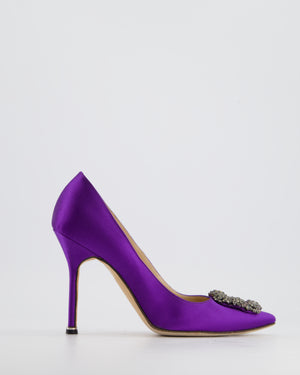 *HOT* Manolo Blahnik Purple Satin Hangisi Embellished Pumps Size EU 38.5 RRP £945