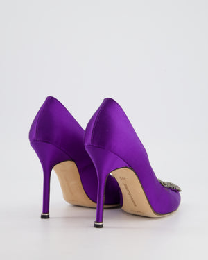 *HOT* Manolo Blahnik Purple Satin Hangisi Embellished Pumps Size EU 38.5 RRP £945