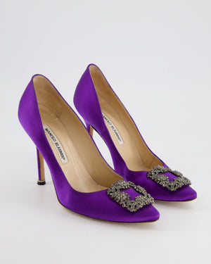 *HOT* Manolo Blahnik Purple Satin Hangisi Embellished Pumps Size EU 38.5 RRP £945