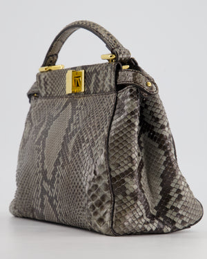 Fendi Grey Python Leather Small Peekaboo Bag with Gold Hardware RRP £5,300