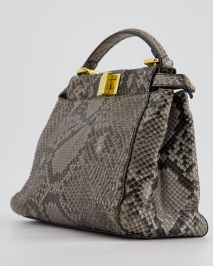 Fendi Grey Python Leather Small Peekaboo Bag with Gold Hardware RRP £5,300