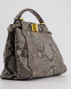 Fendi Grey Python Leather Small Peekaboo Bag with Gold Hardware RRP £5,300