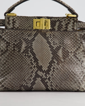 Fendi Grey Python Leather Small Peekaboo Bag with Gold Hardware RRP £5,300