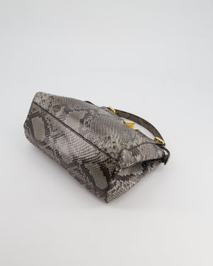 Fendi Grey Python Leather Small Peekaboo Bag with Gold Hardware RRP £5,300