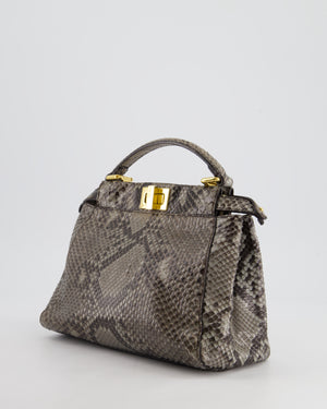 Fendi Grey Python Leather Small Peekaboo Bag with Gold Hardware RRP £5,300