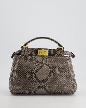 Fendi Grey Python Leather Small Peekaboo Bag with Gold Hardware RRP £5,300