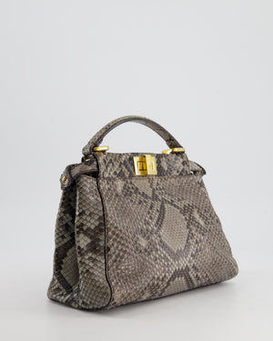 Fendi Grey Python Leather Small Peekaboo Bag with Gold Hardware RRP £5,300