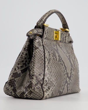 Fendi Grey Python Leather Small Peekaboo Bag with Gold Hardware RRP £5,300