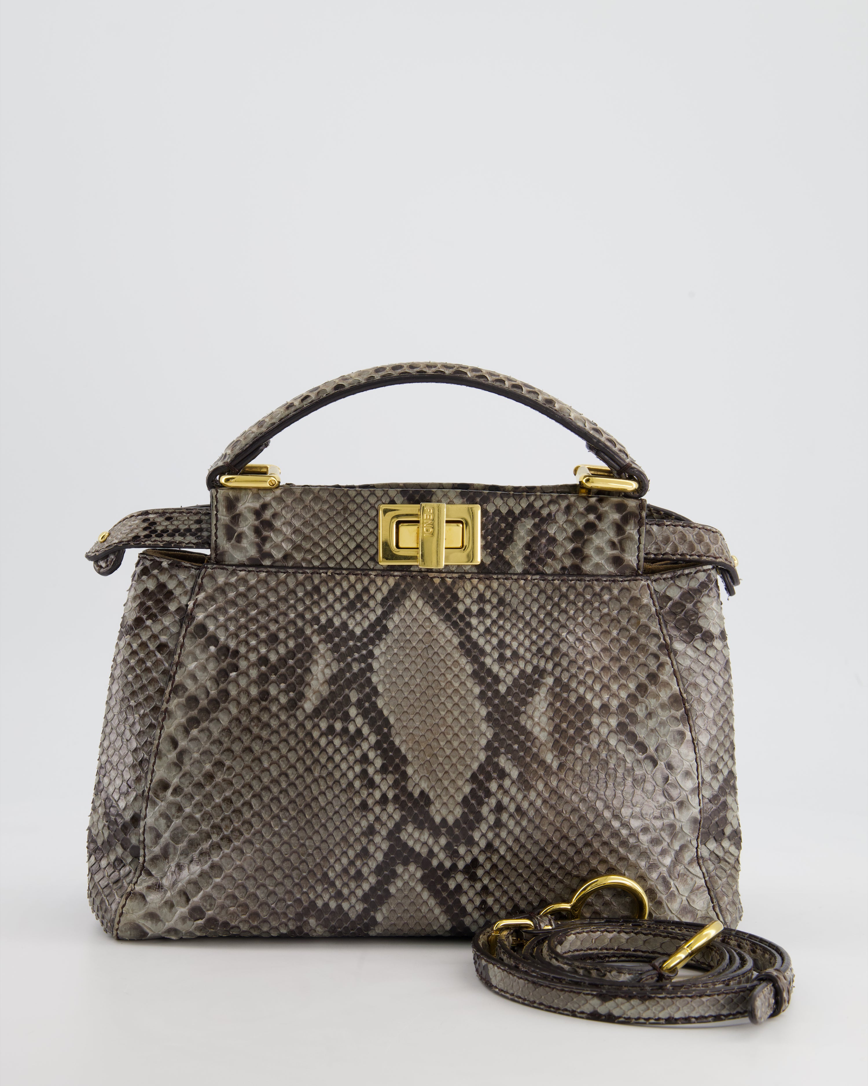 Fendi Grey Python Leather Small Peekaboo Bag with Gold Hardware RRP £5 –  Sellier