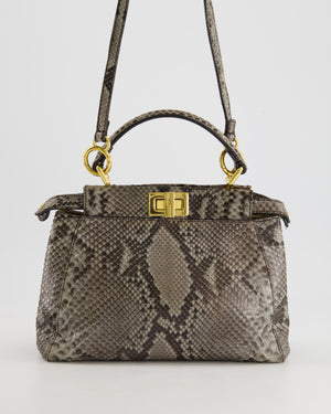 Fendi Grey Python Leather Small Peekaboo Bag with Gold Hardware RRP £5,300