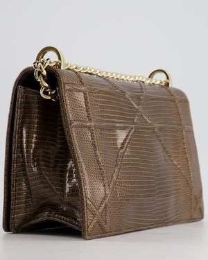 *RARE* Christian Dior Brown Medium Diorama Bag in Lizard Leather with Champagne Gold Hardware