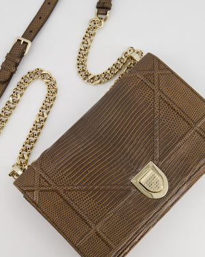 *RARE* Christian Dior Brown Medium Diorama Bag in Lizard Leather with Champagne Gold Hardware