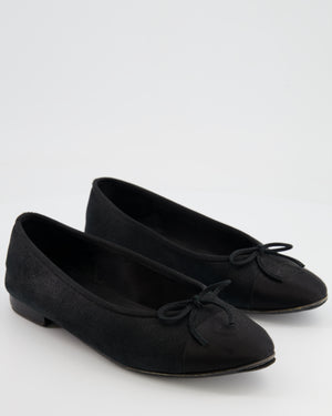 Chanel Black Suede Ballerina Flats with CC Logo Detail Size EU 40