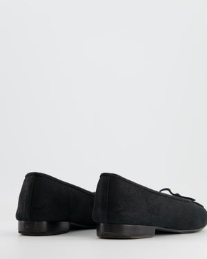 Chanel Black Suede Ballerina Flats with CC Logo Detail Size EU 40