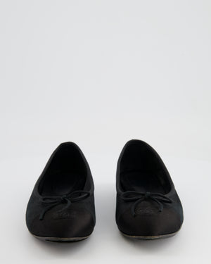 Chanel Black Suede Ballerina Flats with CC Logo Detail Size EU 40