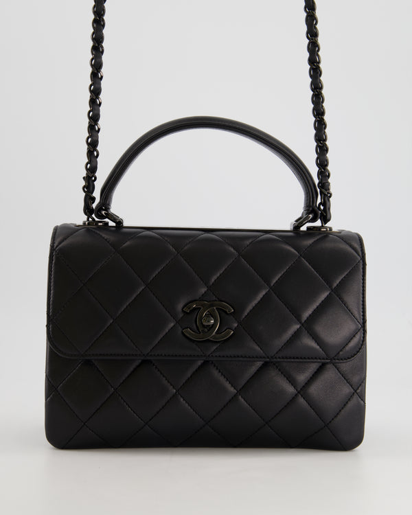 *RARE & FIRE PRICE* Chanel Black Trendy CC Flap Bag in Quilted Lambskin Leather with So Black Hardware