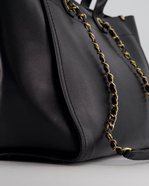 *RARE* Chanel Black Medium Deauville Tote Bag in Caviar Leather with Brushed Gold Hardware