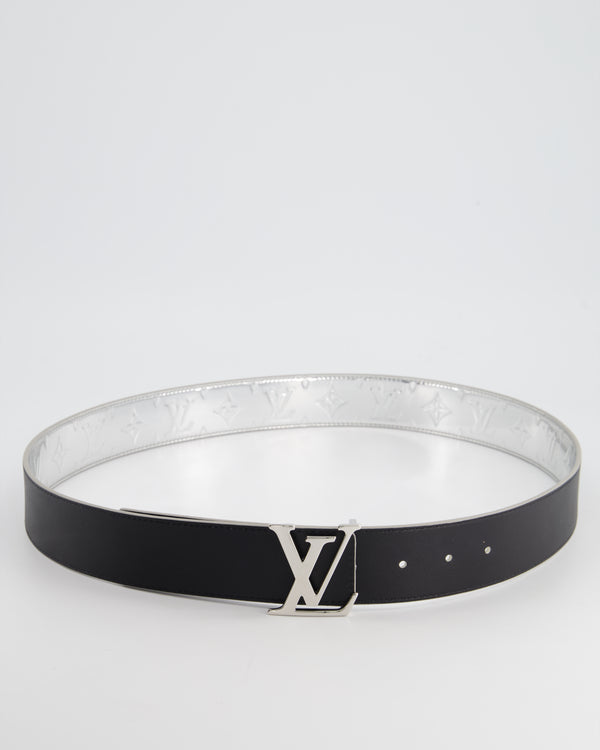 Louis Vuitton LV Silver and Black Initials Mirror Reversible Belt Size 100