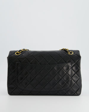 Chanel Vintage Black Medium Single Flap Bag in Lambskin Leather with 24K Gold Hardware and Pouch Detail