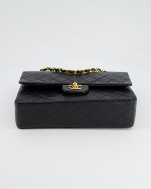 Chanel Vintage Black Medium Double Flap Bag in Lambskin Leather with 24K Gold Hardware