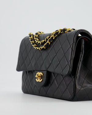 Chanel Vintage Black Medium Double Flap Bag in Lambskin Leather with 24K Gold Hardware