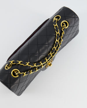 Chanel Vintage Black Medium Double Flap Bag in Lambskin Leather with 24K Gold Hardware