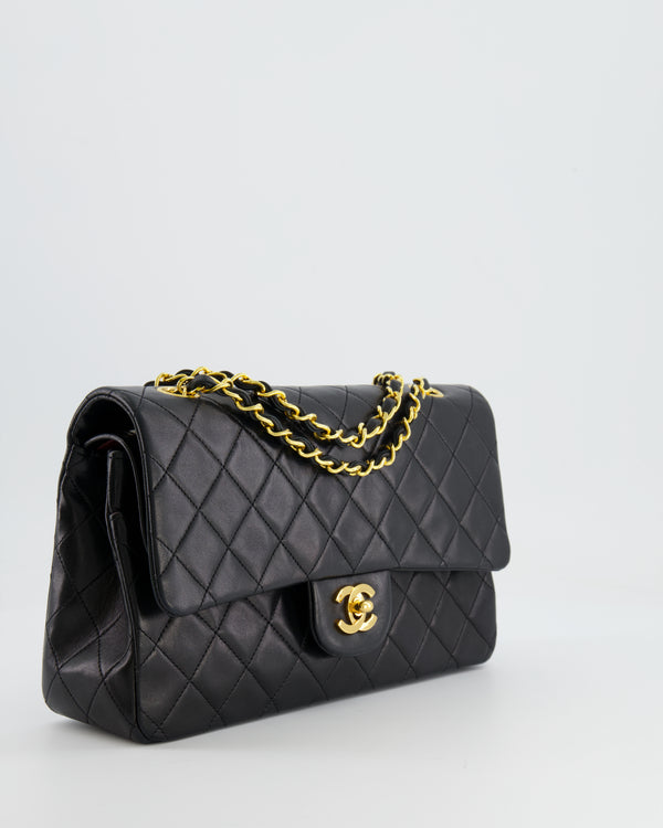 Chanel Vintage Black Medium Double Flap Bag in Lambskin Leather with 24K Gold Hardware