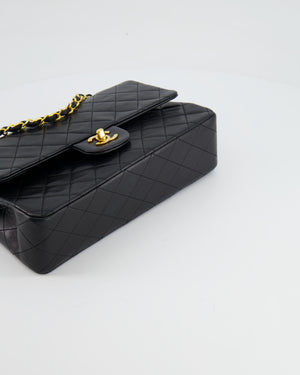 Chanel Vintage Black Medium Double Flap Bag in Lambskin Leather with 24K Gold Hardware