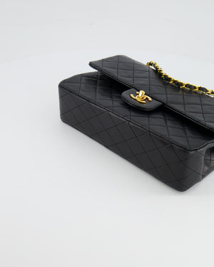 Chanel Vintage Black Medium Double Flap Bag in Lambskin Leather with 24K Gold Hardware