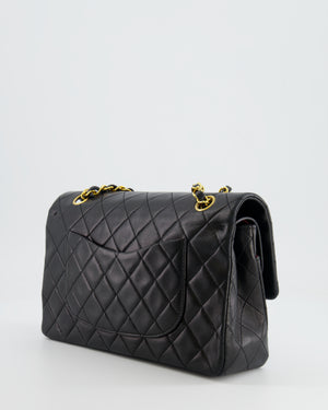 Chanel Vintage Black Medium Double Flap Bag in Lambskin Leather with 24K Gold Hardware