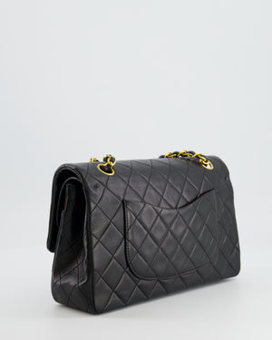 Chanel Vintage Black Medium Double Flap Bag in Lambskin Leather with 24K Gold Hardware