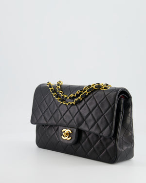 Chanel Vintage Black Medium Double Flap Bag in Lambskin Leather with 24K Gold Hardware