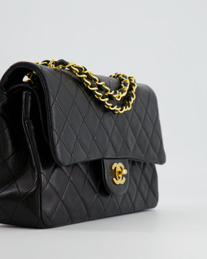 Chanel Vintage Black Medium Double Flap Bag in Lambskin Leather with 24K Gold Hardware