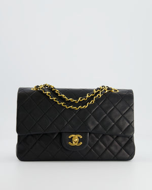 Chanel Vintage Black Medium Double Flap Bag in Lambskin Leather with 24K Gold Hardware