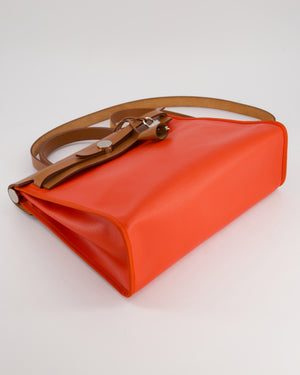 Hermès Herbag 31 Bag in Orange Toile Canvas and Natural Vache Leather with Palladium Hardware